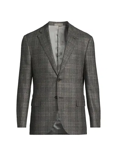 CORNELIANI Men's Plaid Silk-Wool Sport Coat - Blue Natural - Size 44 | Thumbnail 1
