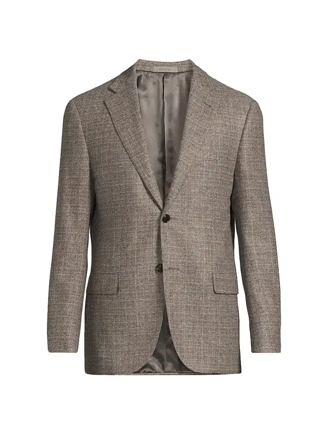 CORNELIANI Men's Wool & Cashmere Tailored Jacket - Medium Natural
