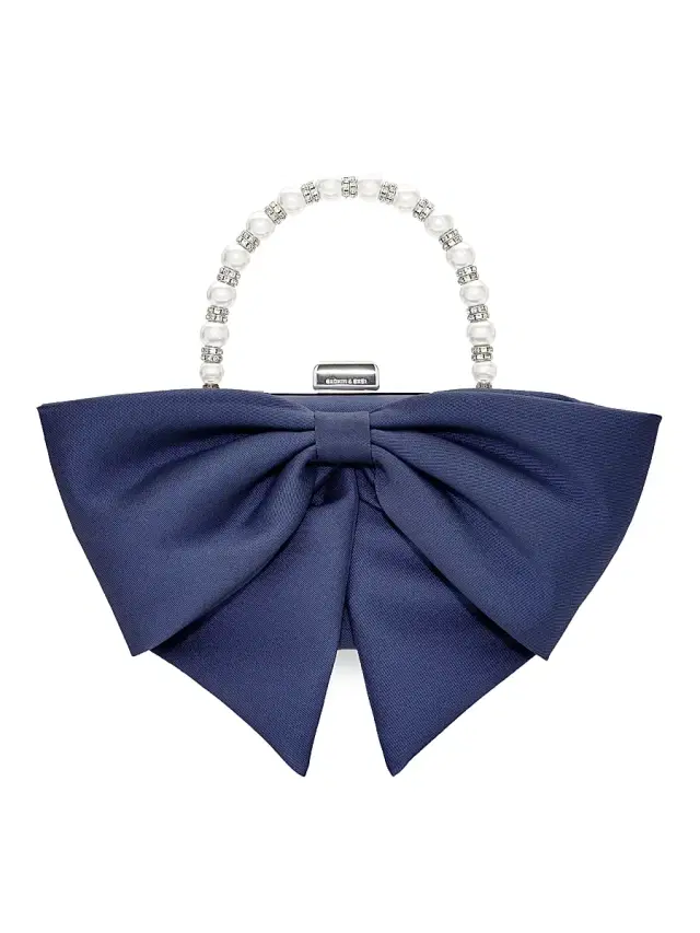 Women's Bubbly Crystal & Imitation Pearl-Embellished Bow Clutch - Night Sky