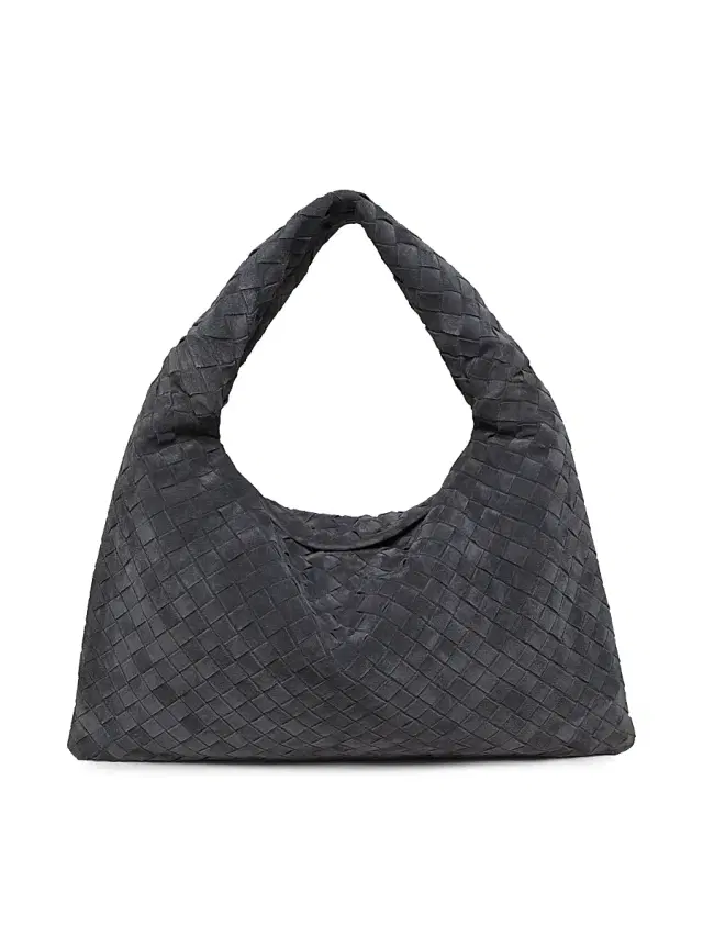 Women's  Hop Intrecciato Suede Hobo Bag - Graphite Brass