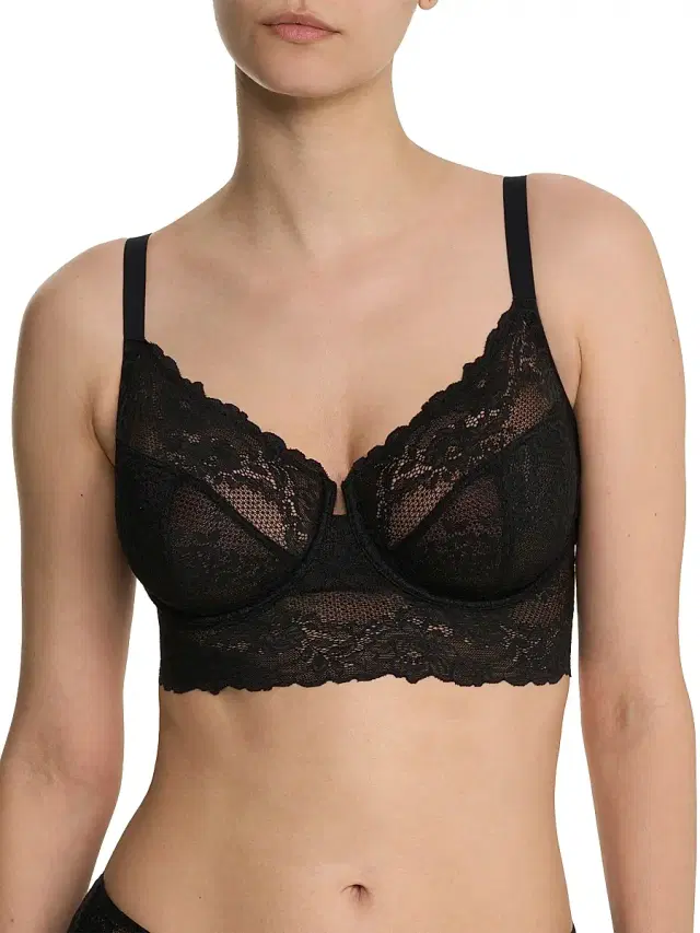 Women's Heavenly Full Coverage Longline Lace Underwire Bra - Black
