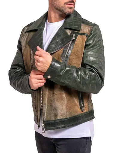 Maceoo Men's Ascension Leather Jacket - Green - Size XXXL | Thumbnail 2