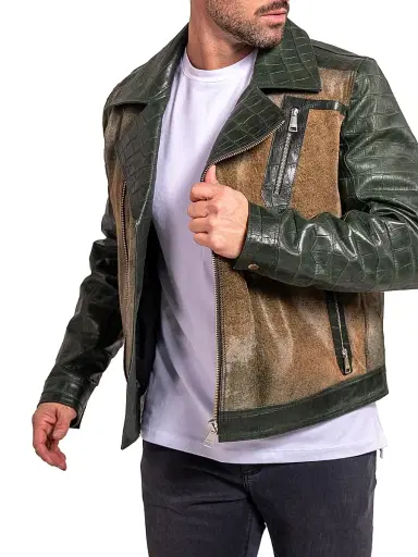 Maceoo Men's Ascension Leather Jacket - Green - Size XXXL | Thumbnail 7