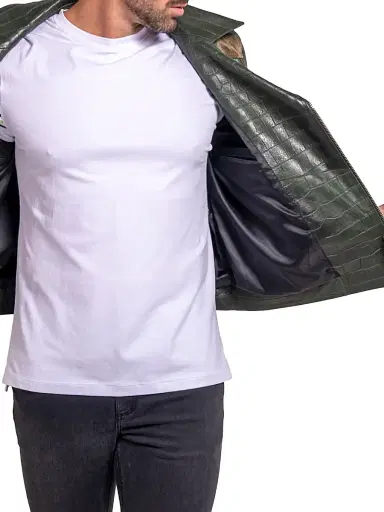 Maceoo Men's Ascension Leather Jacket - Green - Size XXXL | Thumbnail 8