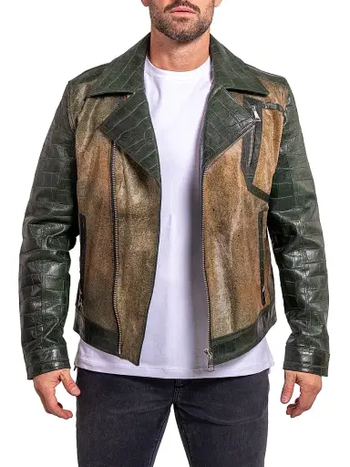 Maceoo Men's Ascension Leather Jacket - Green - Size XXXL | Thumbnail 1
