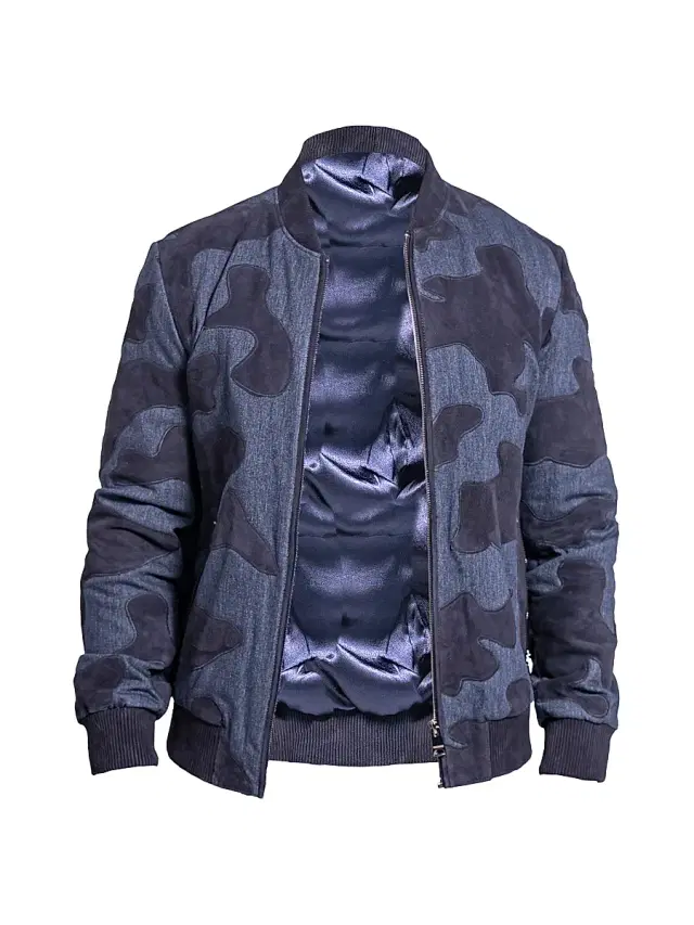 Maceoo Men's Ascension Leather Jacket - Blue