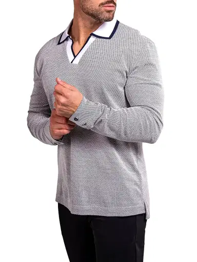 Maceoo Men's Ascension Knit Polo Shirt - White | Thumbnail 4 Maceoo Men's Ascension Knit Polo Shirt - White | Thumbnail 4