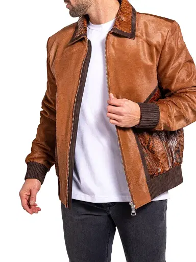 Maceoo Men's Ascension Leather Jacket - Brown | Thumbnail 3