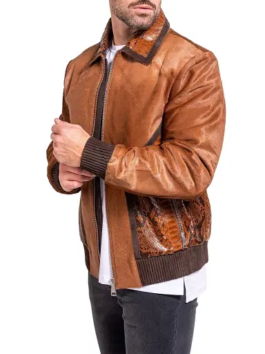 Maceoo Men's Ascension Leather Jacket - Brown | Thumbnail 4
