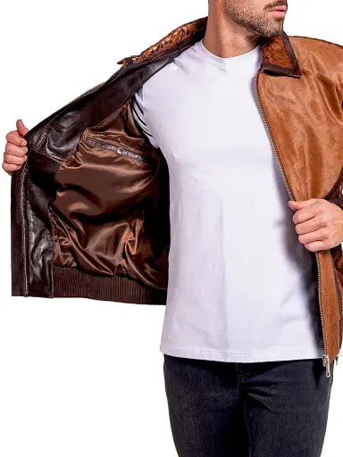 Maceoo Men's Ascension Leather Jacket - Brown | Thumbnail 6