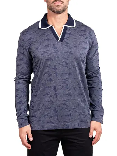 Maceoo Men's Ascension Knit Polo Shirt - Blue | Thumbnail 2