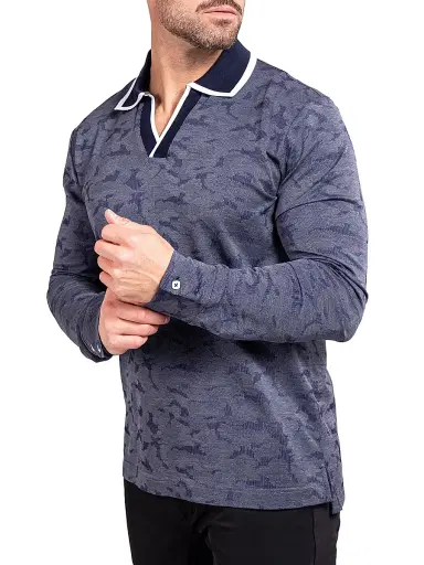 Maceoo Men's Ascension Knit Polo Shirt - Blue | Thumbnail 3