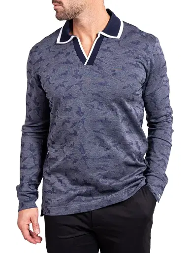Maceoo Men's Ascension Knit Polo Shirt - Blue | Thumbnail 6