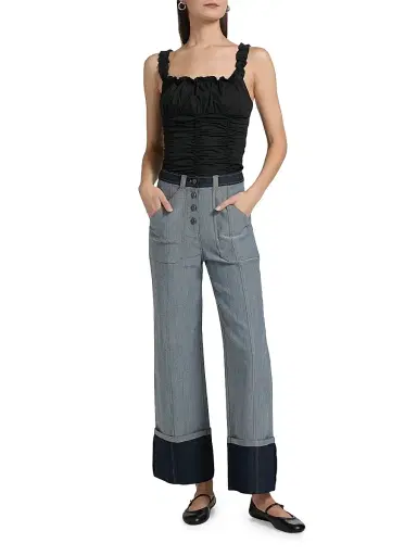 Cinq à Sept Women's Benji Tipped Wide-Leg Pants - Light Indigo - Size 16 | Thumbnail 2
