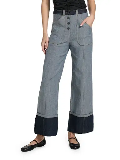 Cinq à Sept Women's Benji Tipped Wide-Leg Pants - Light Indigo - Size 16 | Thumbnail 3