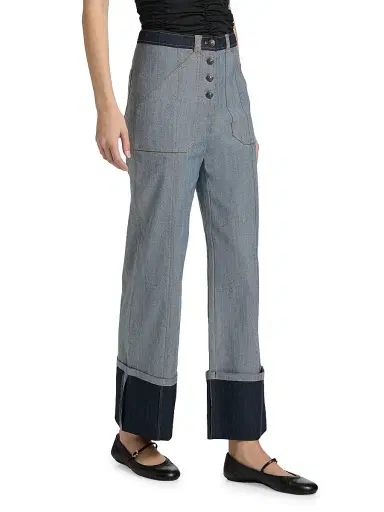 Cinq à Sept Women's Benji Tipped Wide-Leg Pants - Light Indigo - Size 16 | Thumbnail 4