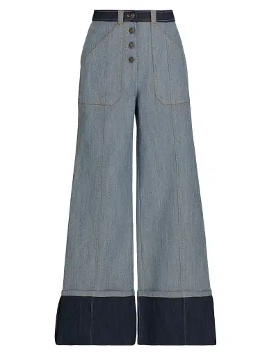 Cinq à Sept Women's Benji Tipped Wide-Leg Pants - Light Indigo - Size 16 | Thumbnail 1