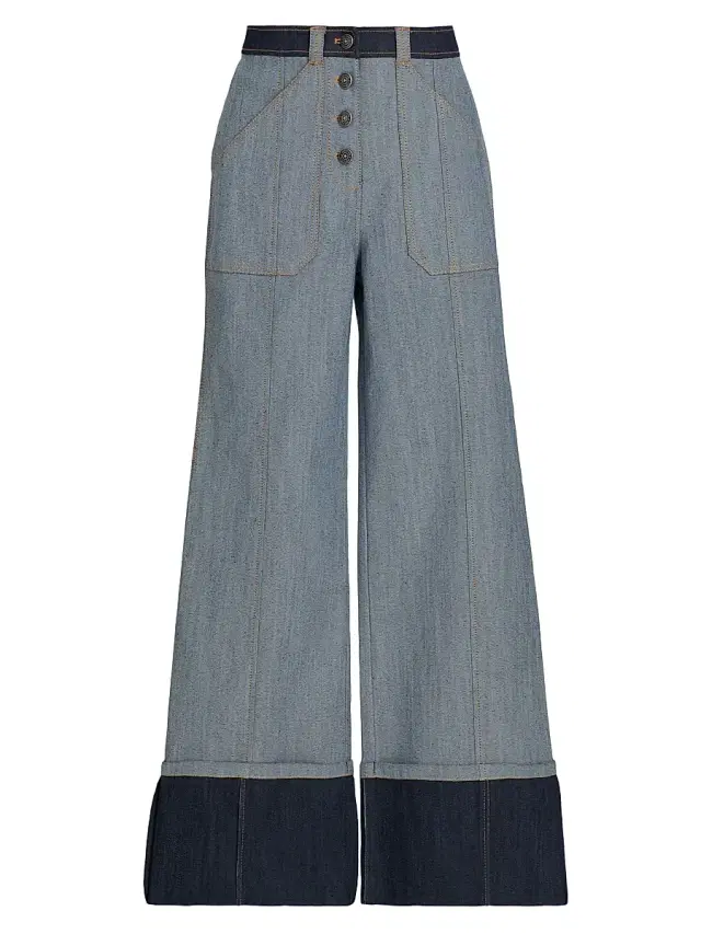 Cinq à Sept Women's Benji Tipped Wide-Leg Pants - Light Indigo