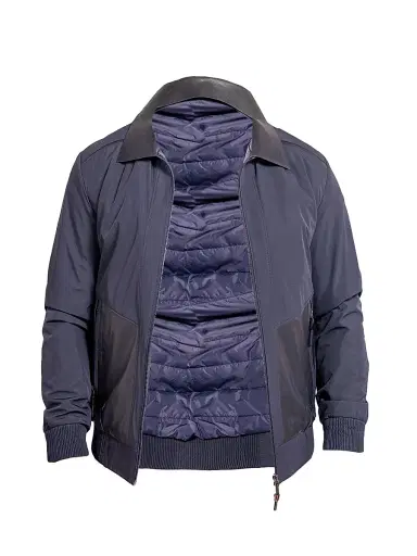 Maceoo Men's Ascension Leather Jacket - Blue - Size XXXXL | Thumbnail 1