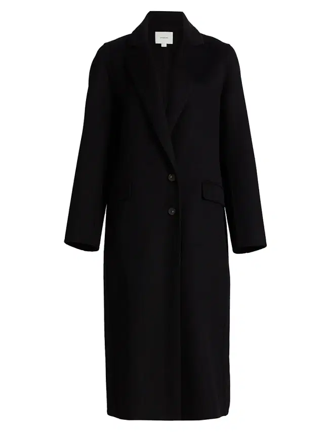 Vince Women's Classic Wool-Blend Single-Breasted Coat - Black