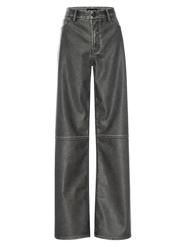 Good American Women's Good Skate Faux-Leather Wide-Leg Pants - Black