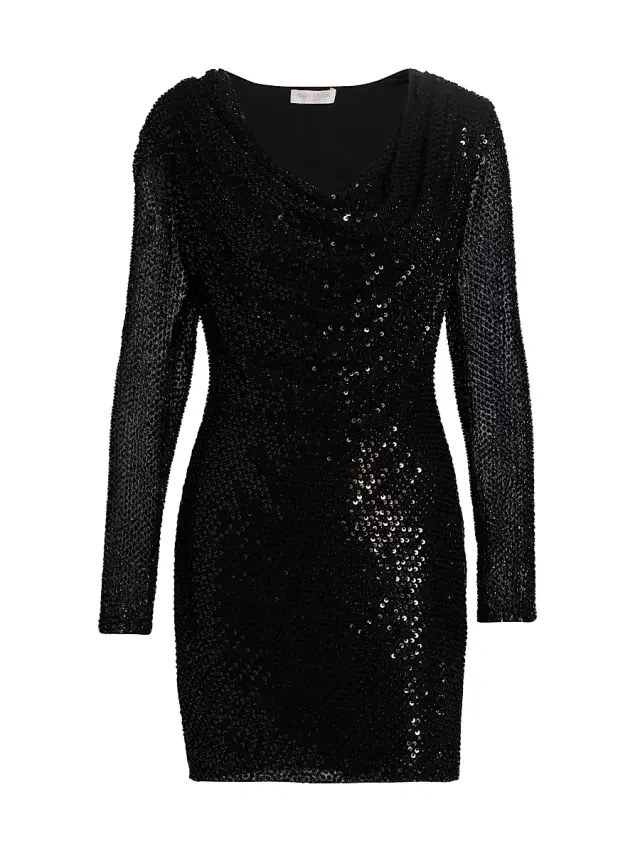 Ramy Brook Women's Leon Sequined V-Neck Minidress - Black Beaded Mesh