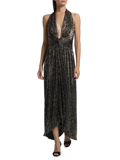 Ramy Brook Women's Jill Crinkled Metallic High-Low Dress - Black Animal Lame | Thumbnail 3