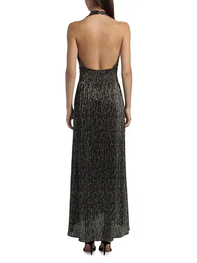 Ramy Brook Women's Jill Crinkled Metallic High-Low Dress - Black Animal Lame | Thumbnail 5