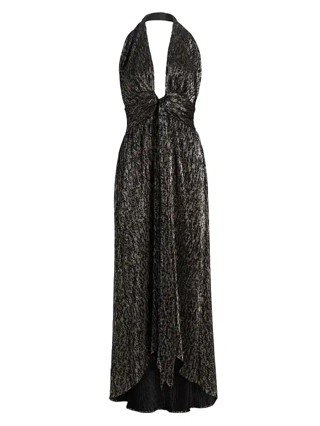 Ramy Brook Women's Jill Crinkled Metallic High-Low Dress - Black Animal Lame