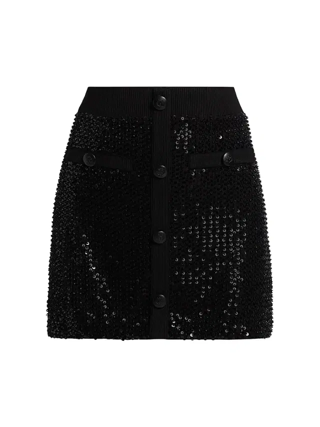 Ramy Brook Women's Ashley Sequined Miniskirt - Black Beaded Mesh