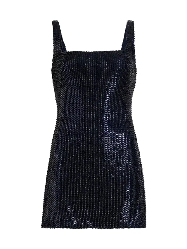 Ramy Brook Women's Andrea Sequined Sleeveless Minidress - Navy Beaded Mesh