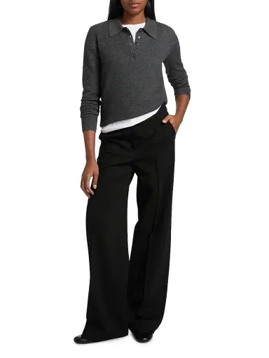 TWP Women's Jorden Cashmere Polo Top - Charcoal | Thumbnail 2 TWP Women's Jorden Cashmere Polo Top - Charcoal | Thumbnail 2