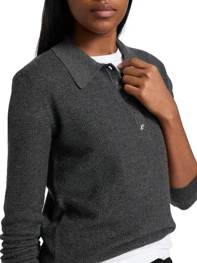 TWP Women's Jorden Cashmere Polo Top - Charcoal | Thumbnail 6 TWP Women's Jorden Cashmere Polo Top - Charcoal | Thumbnail 6