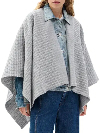 rag & bone Women's Joni Waffle-Knit Wool Poncho - Grey | Thumbnail 4 rag & bone Women's Joni Waffle-Knit Wool Poncho - Grey | Thumbnail 4