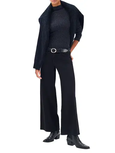 rag & bone Women's Aiden Low-Rise Wide-Leg Jeans - Black | Thumbnail 2
