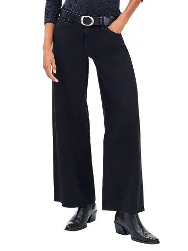 rag & bone Women's Aiden Low-Rise Wide-Leg Jeans - Black | Thumbnail 3