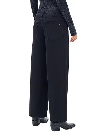 rag & bone Women's Aiden Low-Rise Wide-Leg Jeans - Black | Thumbnail 4