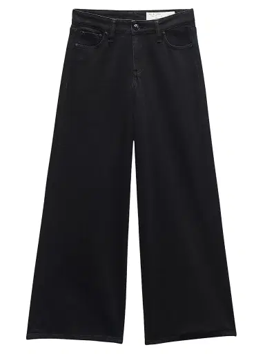 rag & bone Women's Aiden Low-Rise Wide-Leg Jeans - Black | Thumbnail 1