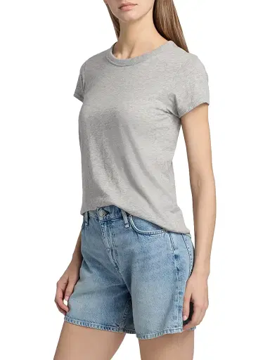 rag & bone Women's The Slub Cotton T-Shirt - Heather Grey | Thumbnail 4