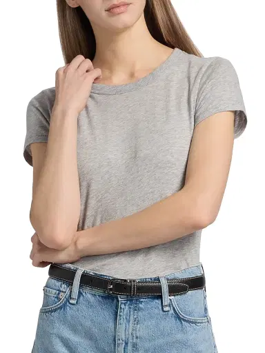 rag & bone Women's The Slub Cotton T-Shirt - Heather Grey | Thumbnail 6