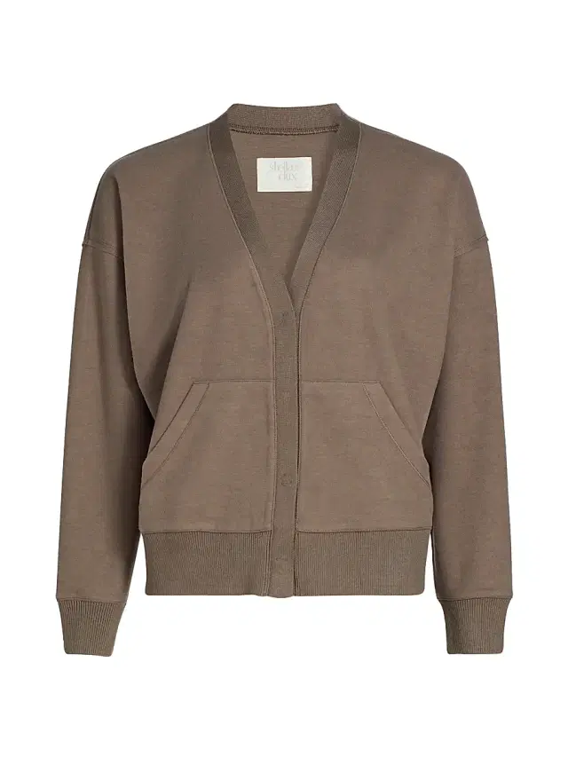 Stellae Dux Women's Sweatermix V-Neck Cardigan - Mocha
