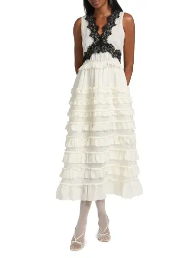 Sea Women's Anise Lace-Trim Frill Midi-Dress | Thumbnail 3 Sea Women's Anise Lace-Trim Frill Midi-Dress | Thumbnail 3
