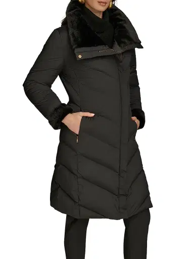 Donna Karan New York Women's Chevron Quilted Down Coat - Black - Size XS | Thumbnail 3 Donna Karan New York Women's Chevron Quilted Down Coat - Black - Size XS | Thumbnail 3