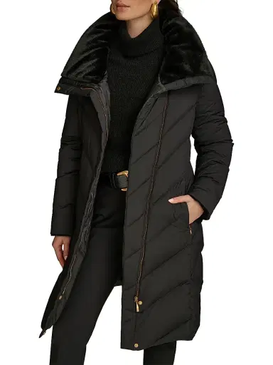 Donna Karan New York Women's Chevron Quilted Down Coat - Black - Size XS | Thumbnail 6 Donna Karan New York Women's Chevron Quilted Down Coat - Black - Size XS | Thumbnail 6