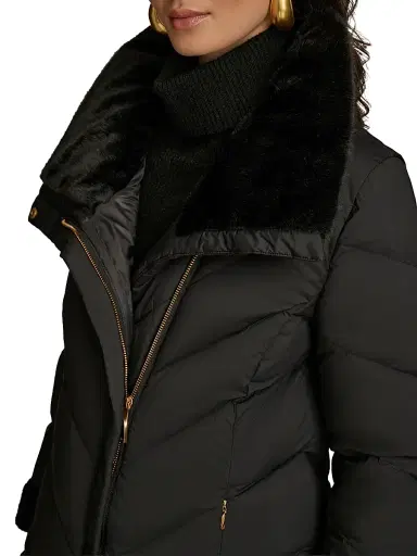 Donna Karan New York Women's Chevron Quilted Down Coat - Black - Size XS | Thumbnail 8 Donna Karan New York Women's Chevron Quilted Down Coat - Black - Size XS | Thumbnail 8