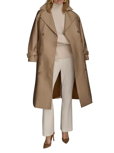 Donna Karan New York Women's Cotton-Blend Double-Breasted Trench Coat - Khaki | Thumbnail 2