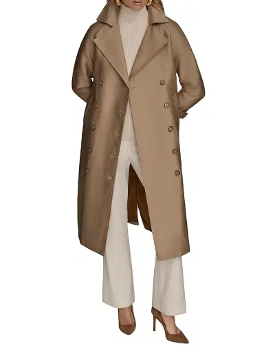 Donna Karan New York Women's Cotton-Blend Double-Breasted Trench Coat - Khaki | Thumbnail 3