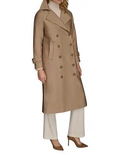 Donna Karan New York Women's Cotton-Blend Double-Breasted Trench Coat - Khaki | Thumbnail 4
