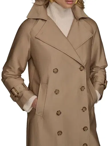 Donna Karan New York Women's Cotton-Blend Double-Breasted Trench Coat - Khaki | Thumbnail 7