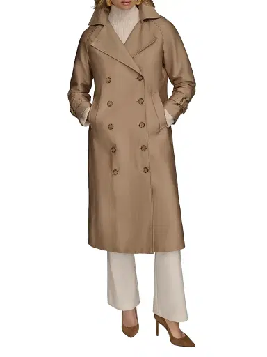 Donna Karan New York Women's Cotton-Blend Double-Breasted Trench Coat - Khaki | Thumbnail 1